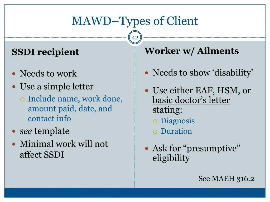mawd types of client