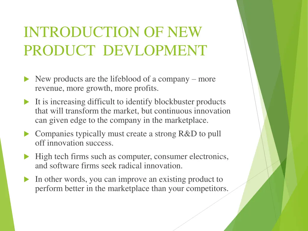 introduction of new product devlopment