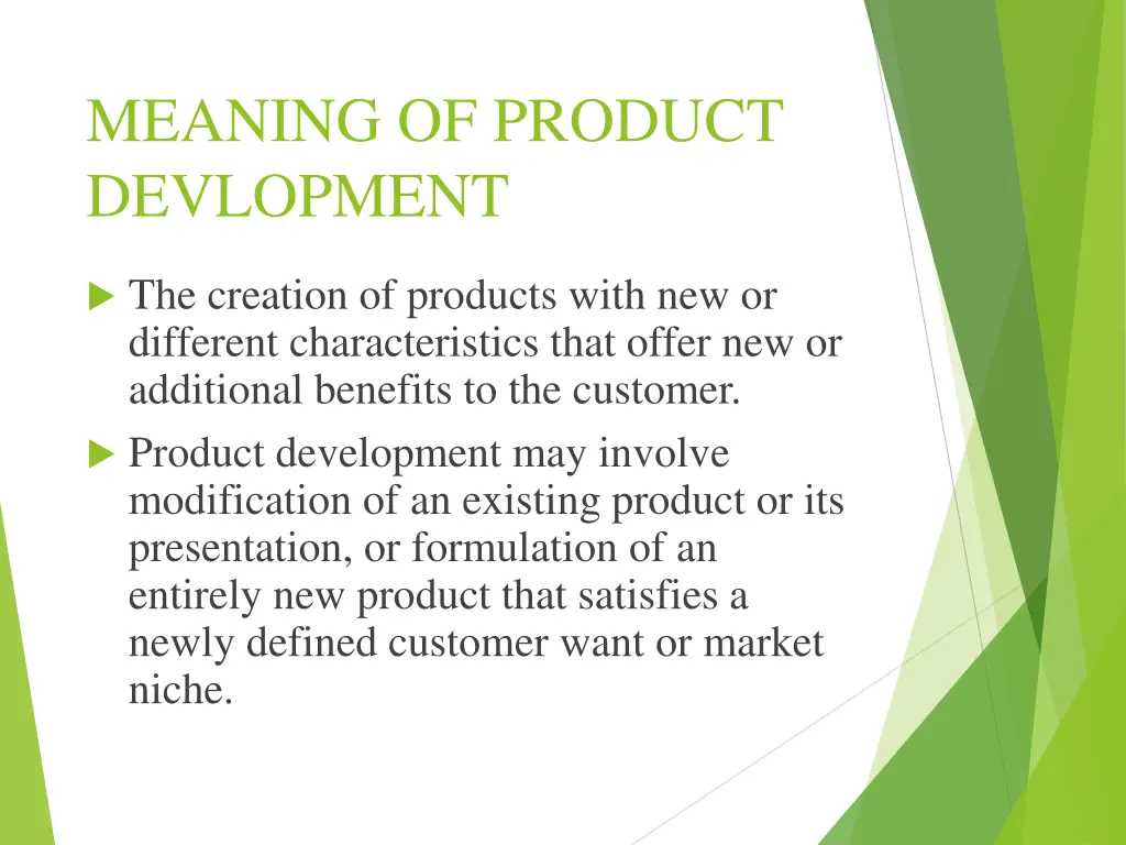 meaning of product devlopment