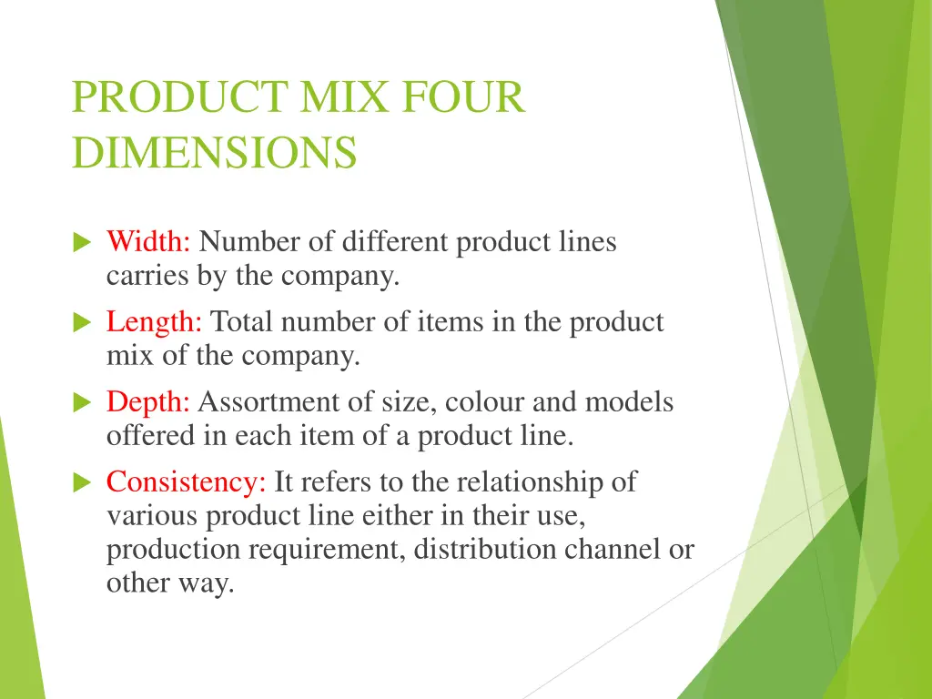 product mix four dimensions