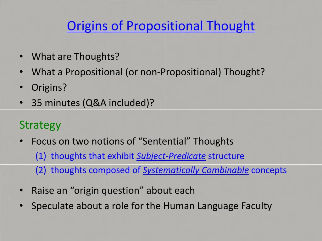 origins of propositional thought