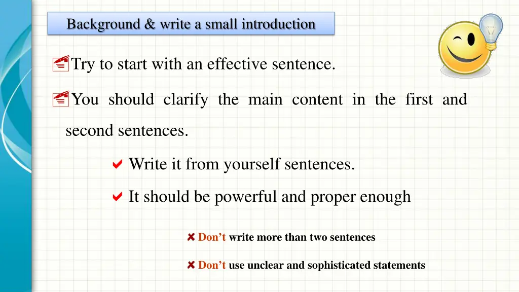 background write a small introduction
