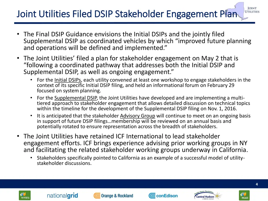 joint utilities filed dsip stakeholder engagement