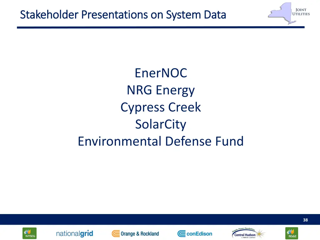 stakeholder presentations on system data