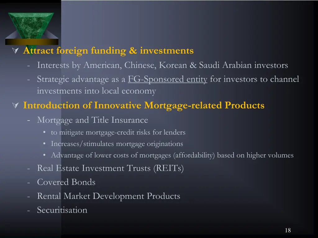 attract foreign funding investments interests