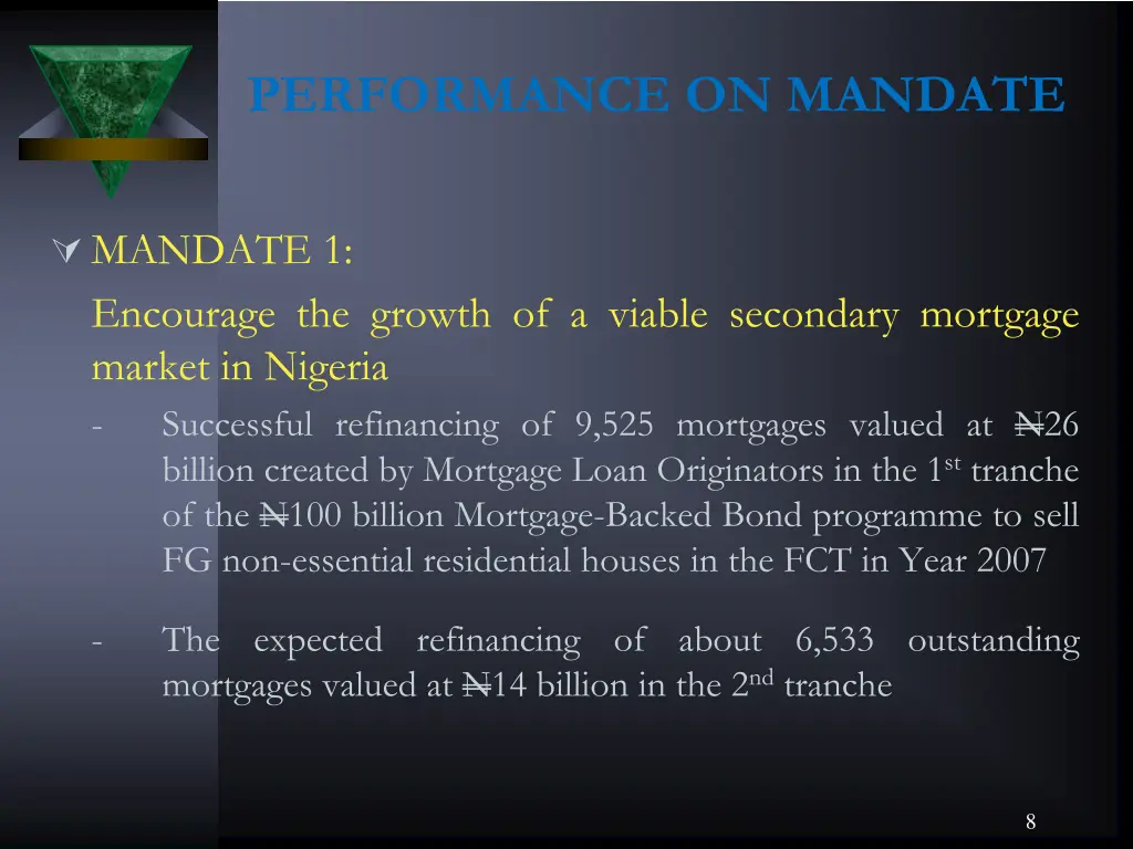 performance on mandate