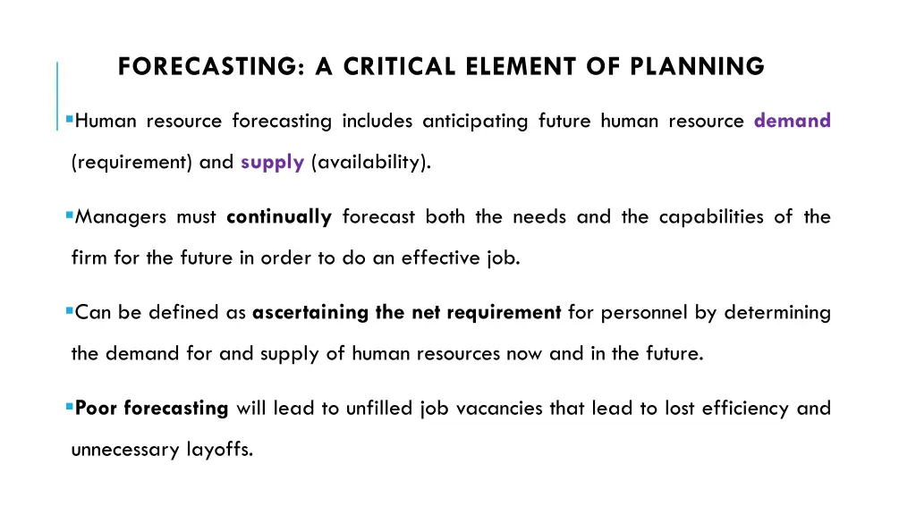 forecasting a critical element of planning