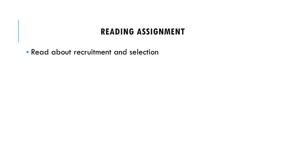 reading assignment