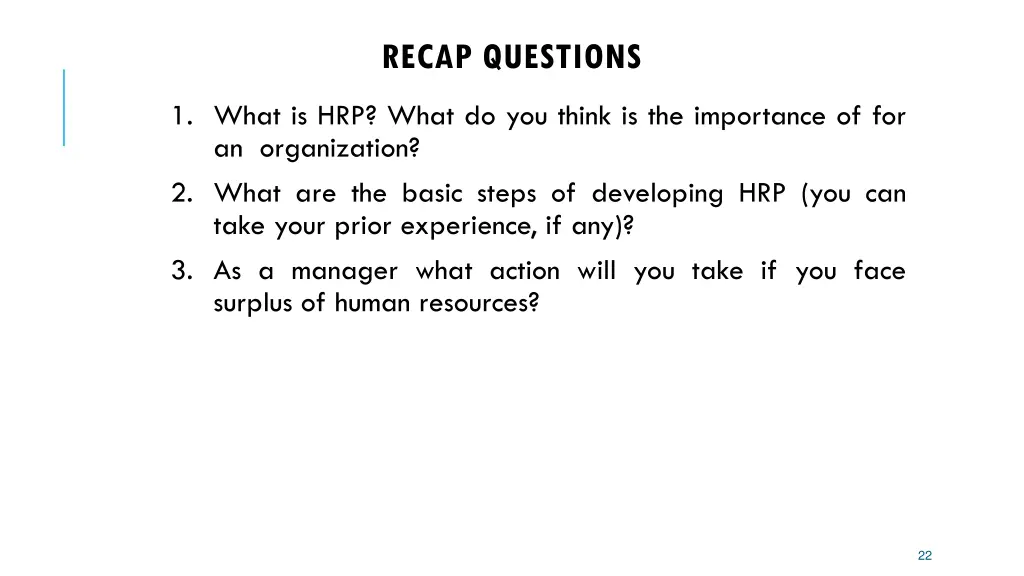 recap questions