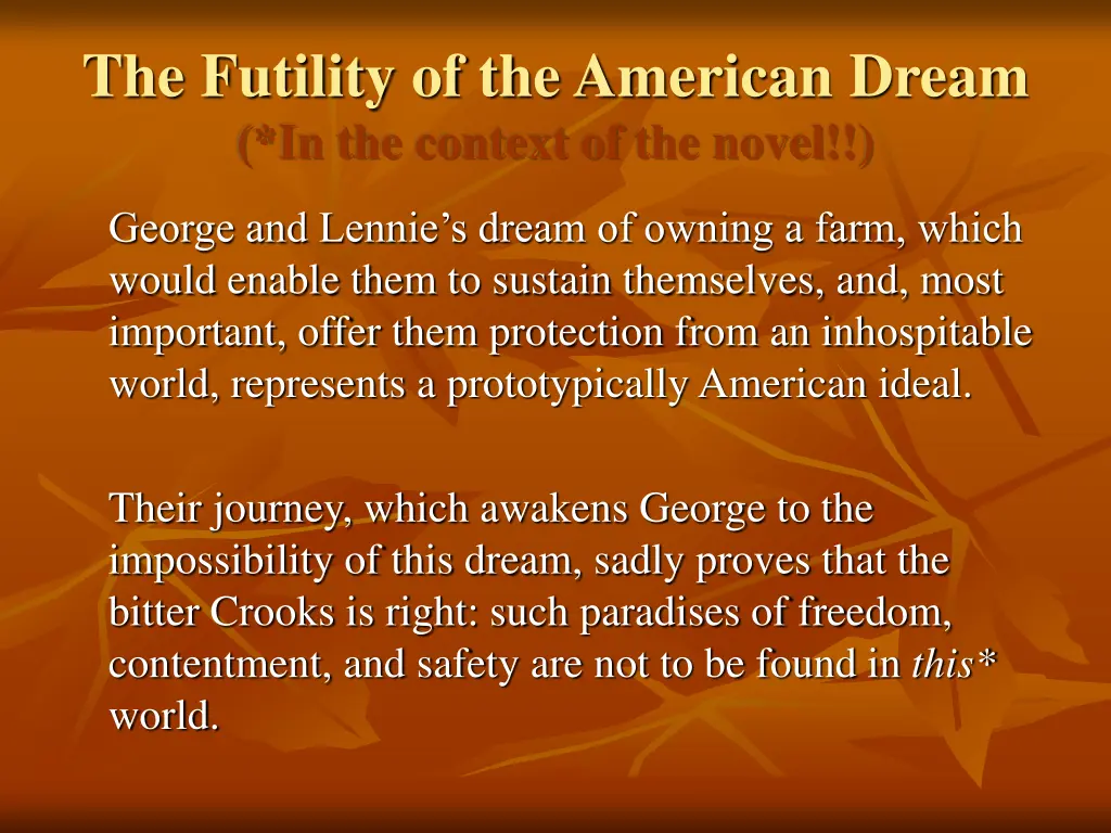 the futility of the american dream in the context