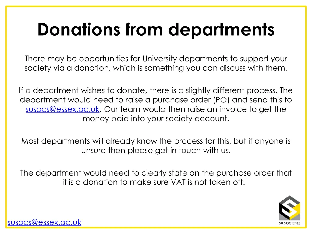 donations from departments
