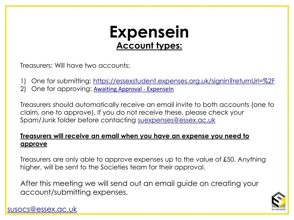 expensein account types