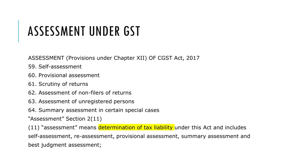 assessment under gst