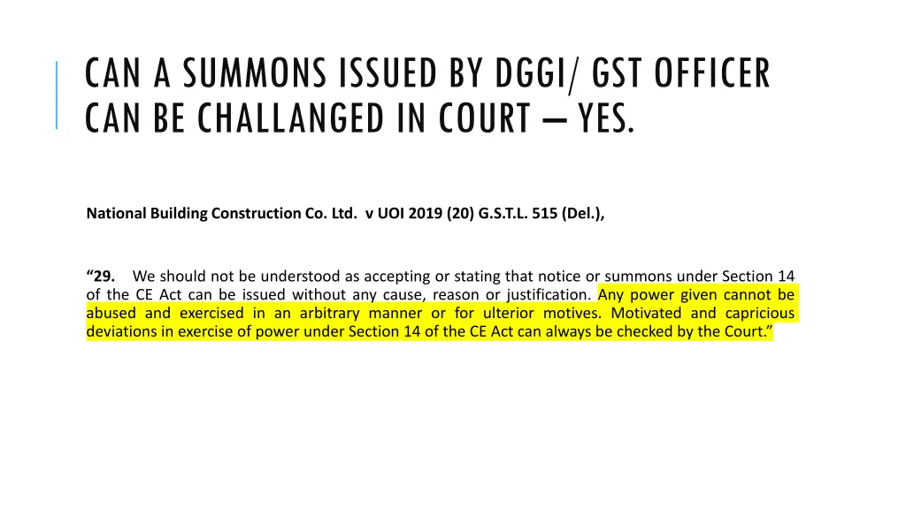 can a summons issued by dggi gst officer