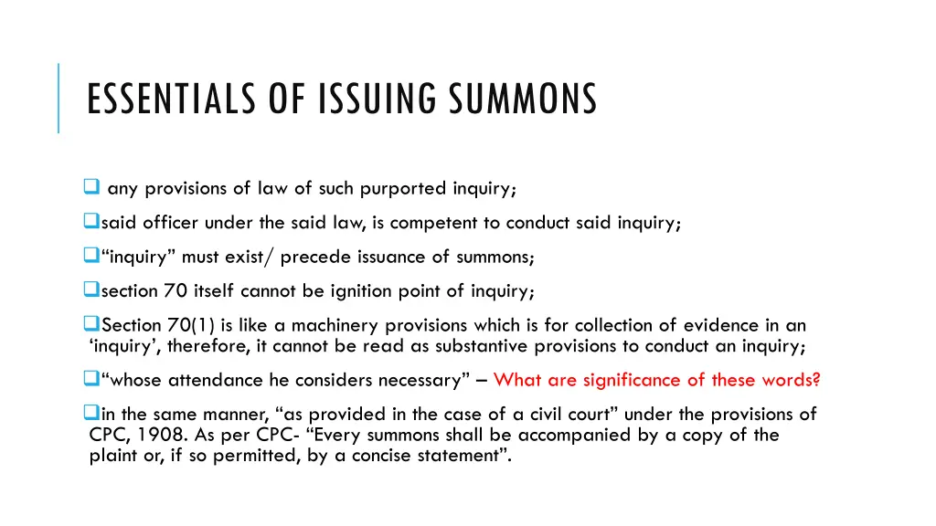 essentials of issuing summons