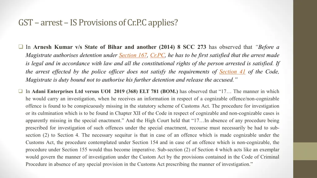 gst arrest is provisions of cr p c applies