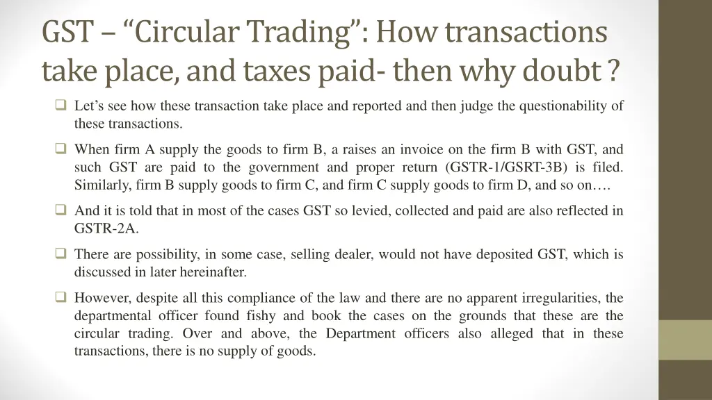 gst circular trading how transactions take place