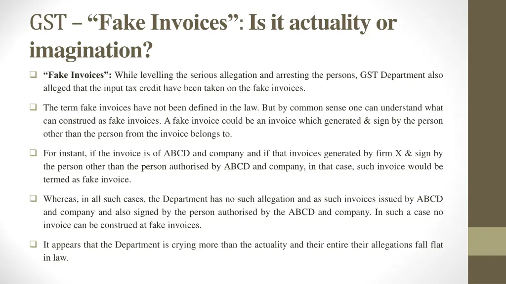 gst fake invoices is it actuality or imagination