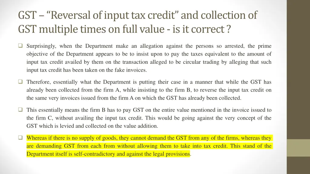 gst reversal of input tax credit and collection