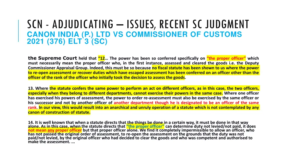 scn adjudicating issues recent sc judgment canon