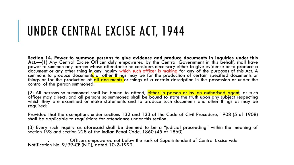 under central excise act 1944