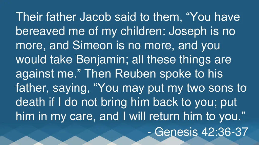 their father jacob said to them you have bereaved
