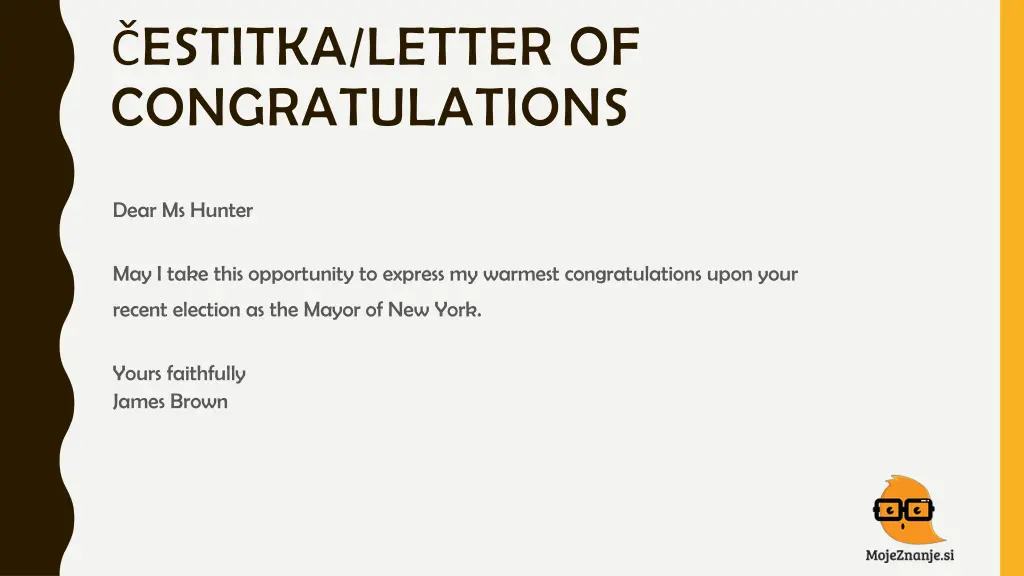 estitka letter of congratulations