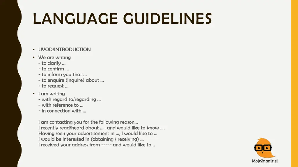 language guidelines