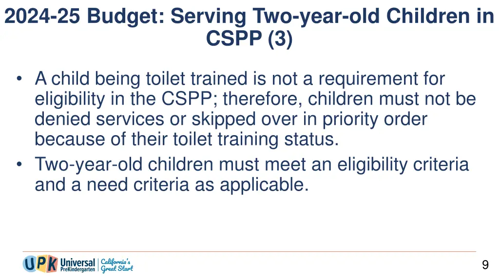 2024 25 budget serving two year old children 1
