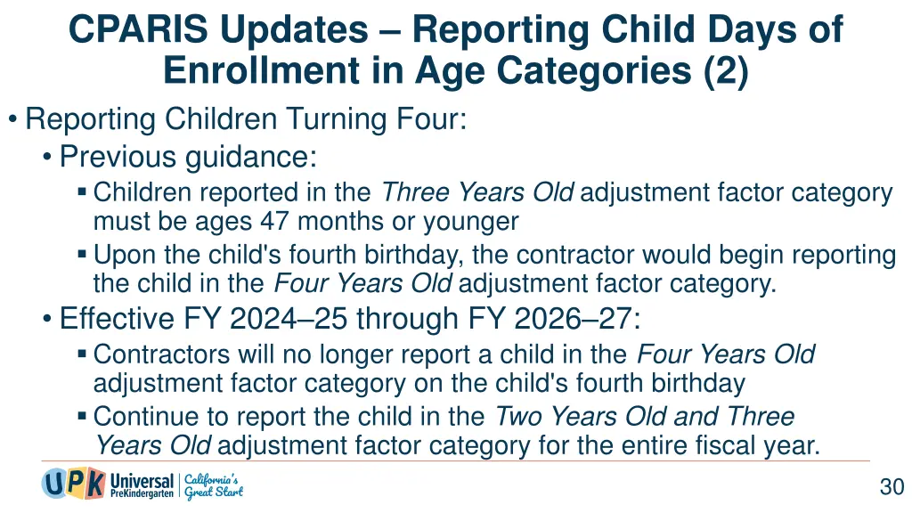 cparis updates reporting child days of enrollment 1
