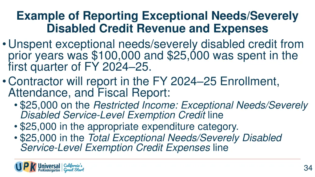 example of reporting exceptional needs severely