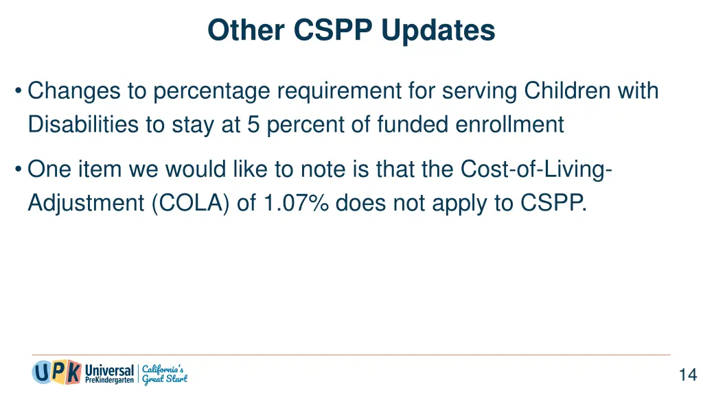 other cspp updates