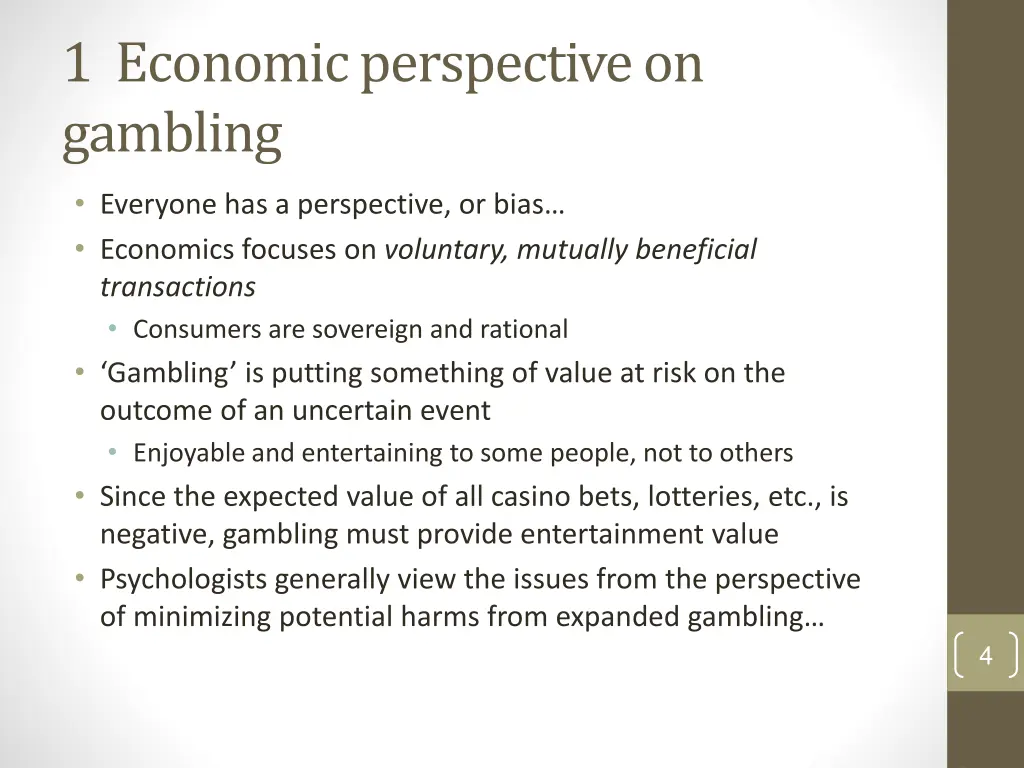 1 economic perspective on gambling