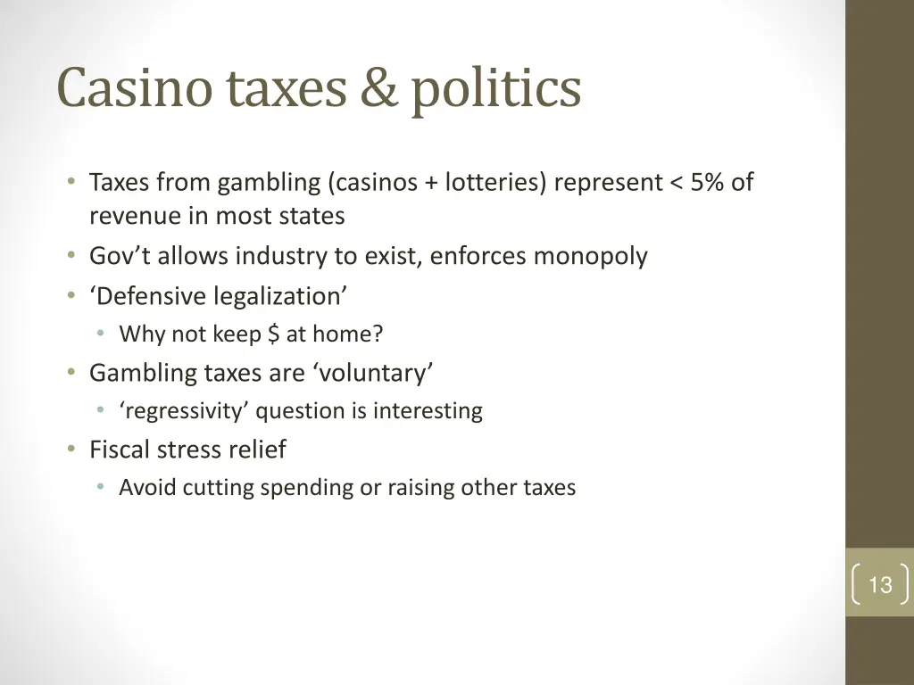 casino taxes politics