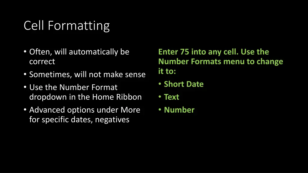 cell formatting