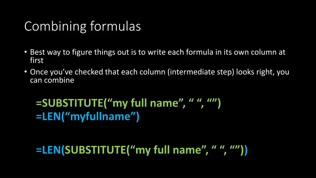 combining formulas