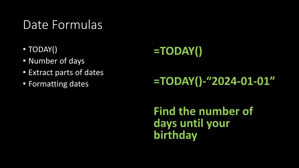 date formulas