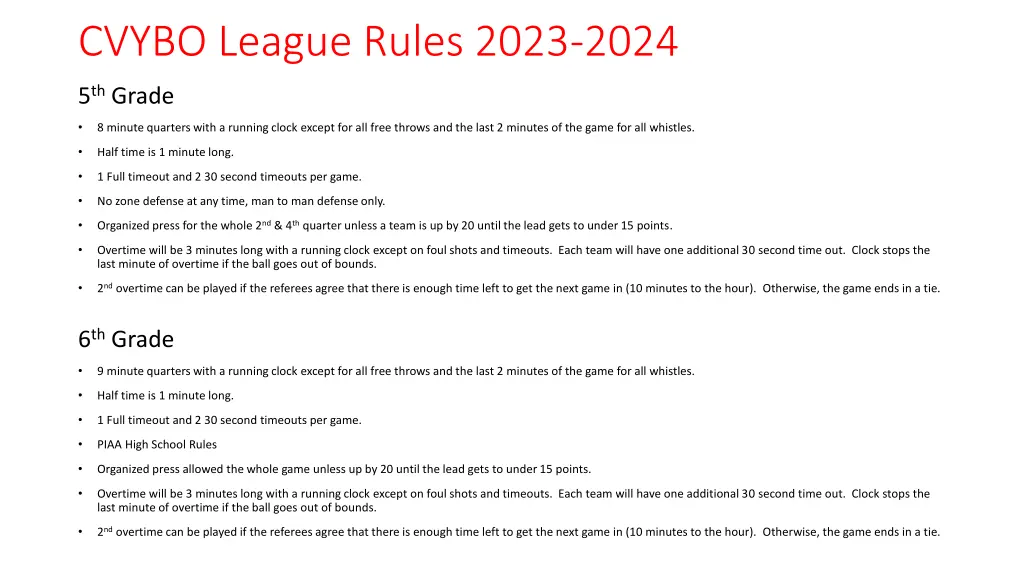 cvybo league rules 2023 2024 1