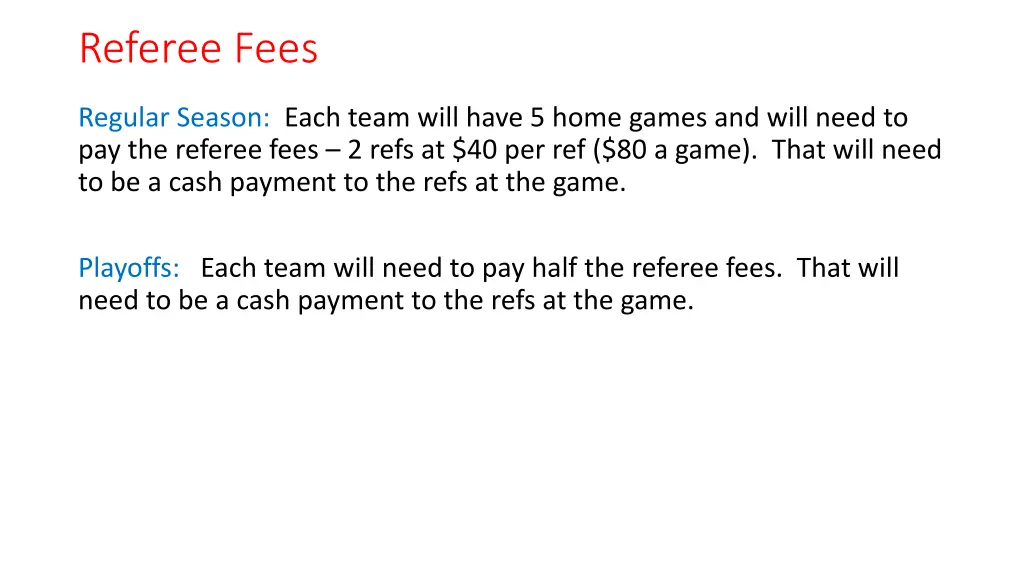 referee fees