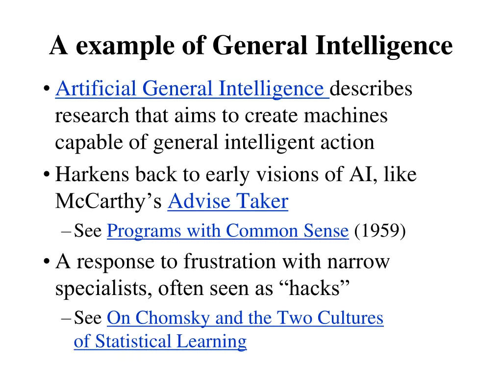 a example of general intelligence