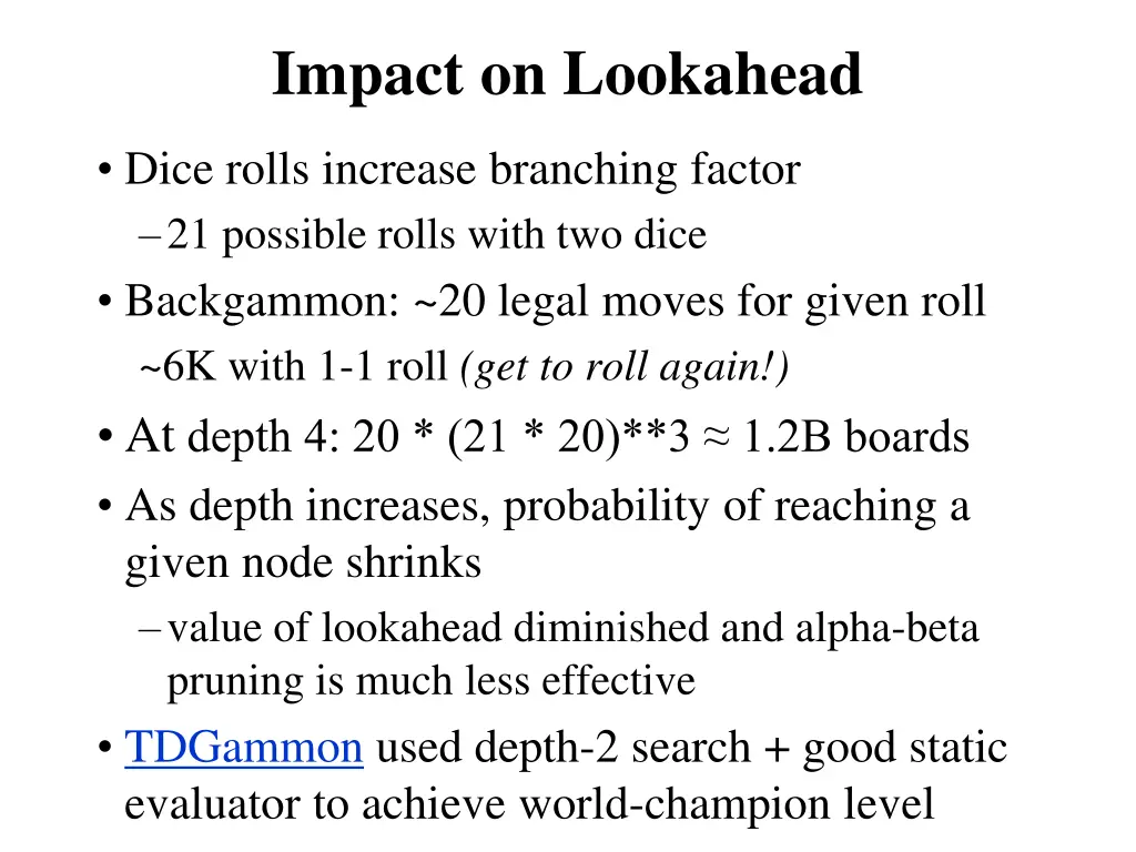 impact on lookahead