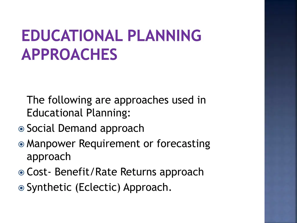 educational planning approaches