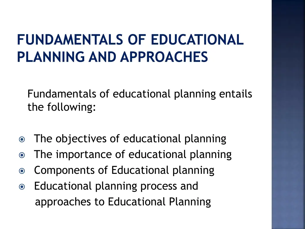 fundamentals of educational planning