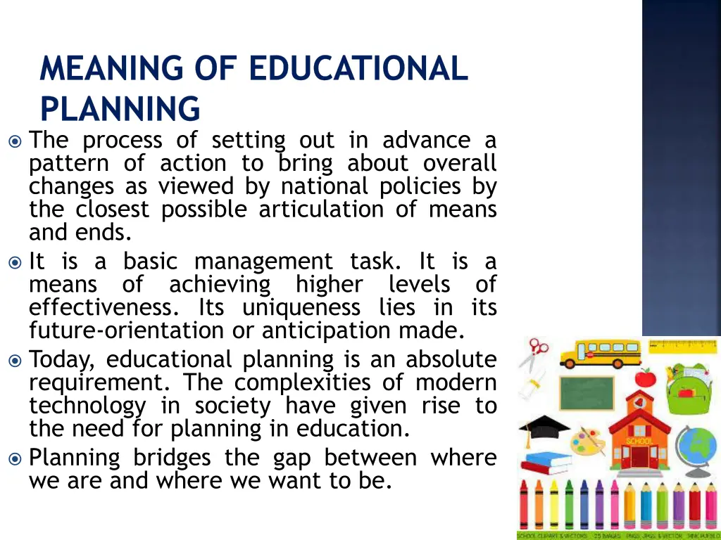 meaning of educational planning the process