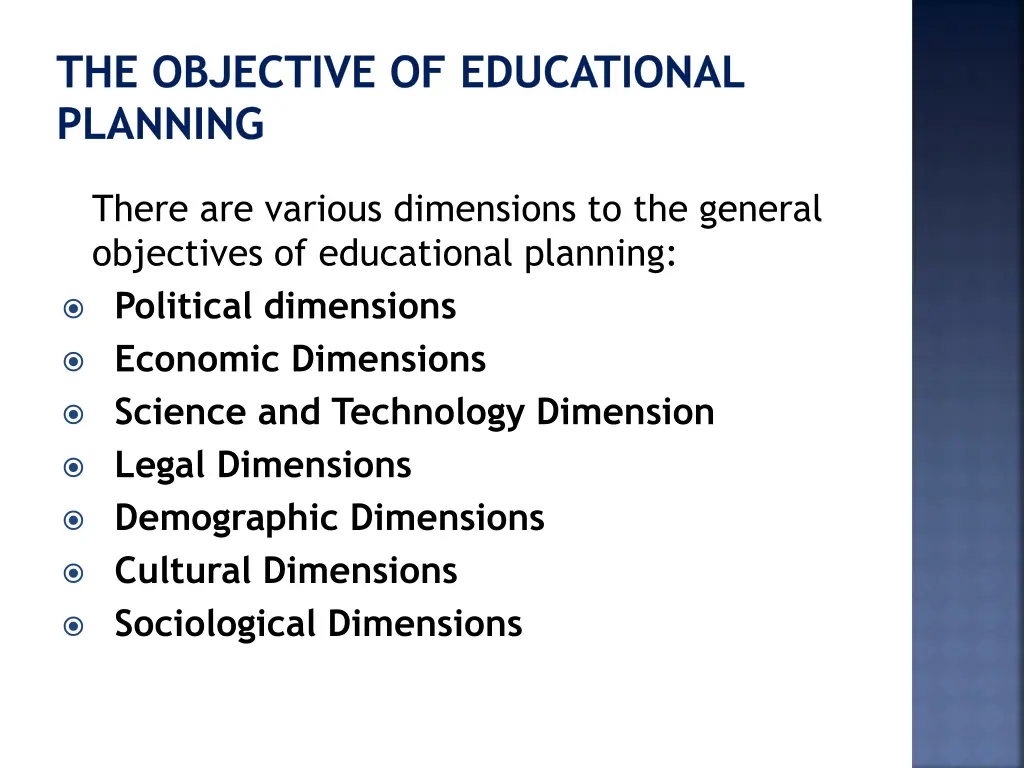 the objective of educational planning