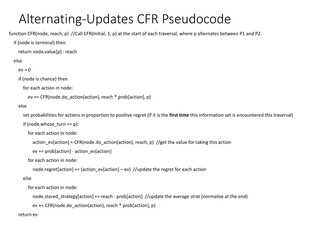 alternating updates cfr pseudocode