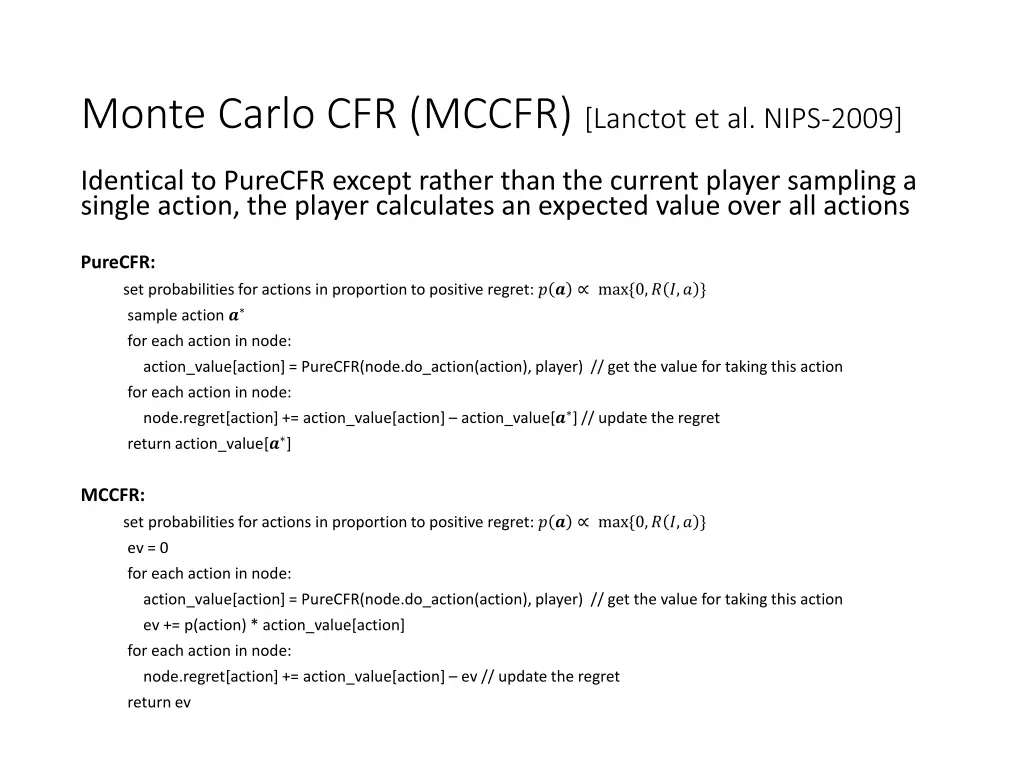 monte carlo cfr mccfr lanctot et al nips 2009