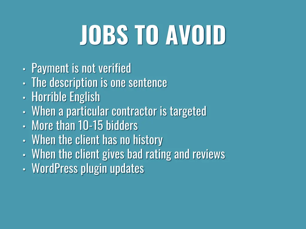 jobs to avoid