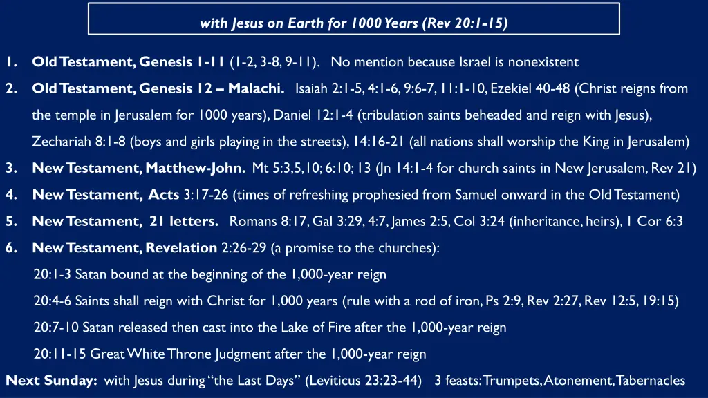 with jesus on earth for 1000 years rev 20 1 15