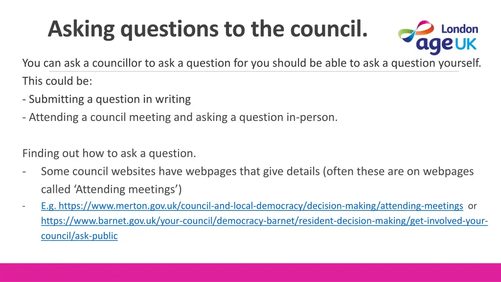 asking questions to the council